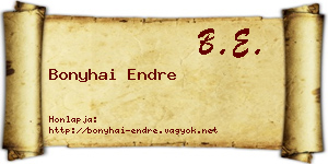 Bonyhai Endre névjegykártya